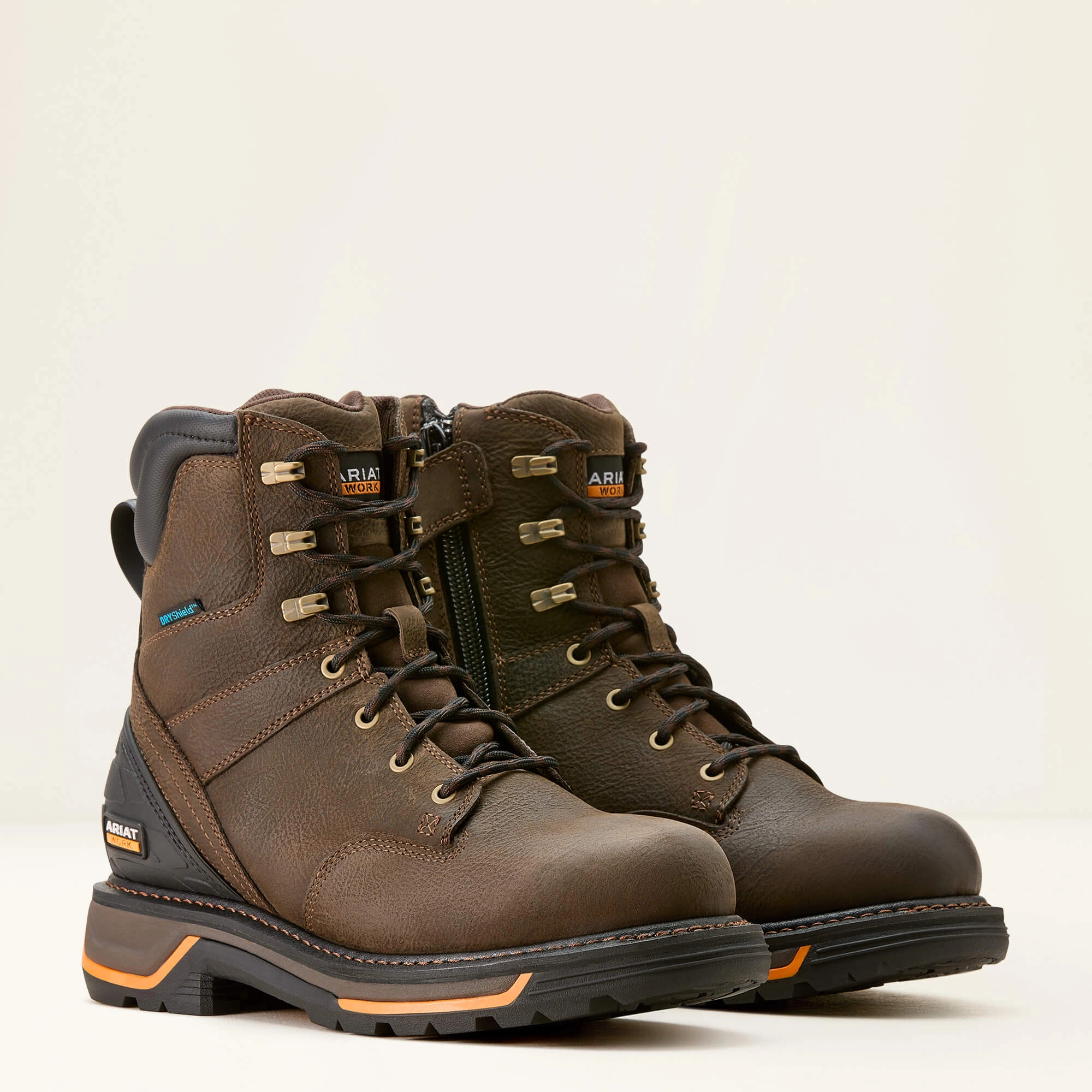 Ariat Men's Big Rig 8 Waterproof Slip Resistant Work Boot -Coffee- 10053572